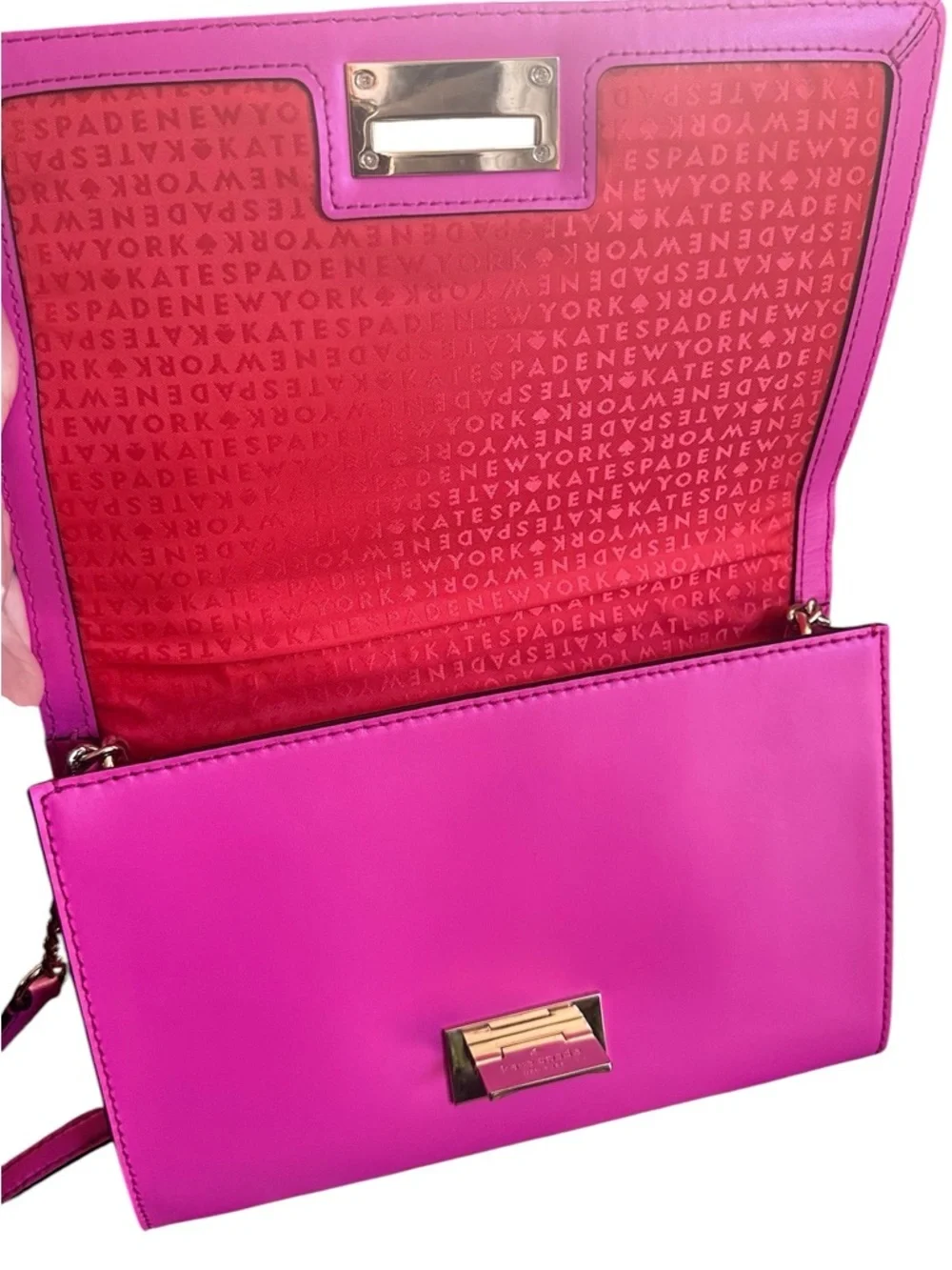 Kate Spade Hot Pink Saffiano WOC Wallet On Chain Crossbody Bag